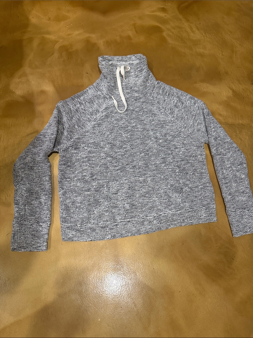 aerie Marled Gray Funnel Cowl Turtleneck Sweater with Drawstring